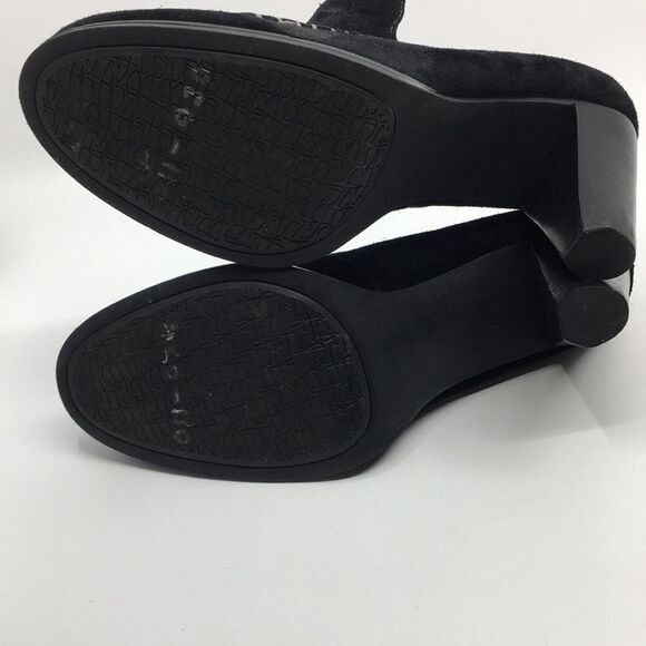 B MAKOWSKY Heeled Black Suede Loafers Sz 11 **slightly flawed** - Picture 8 of 16